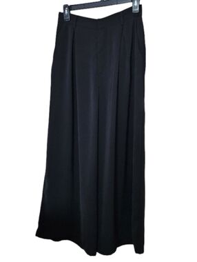 Tronjori Black Wide Leg Culotte Palazzo Pants High Waist Pleated Small